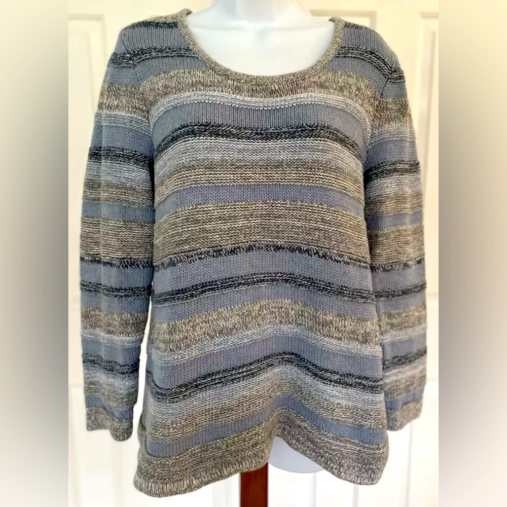 Striped Gray and Blue Women's Sweater